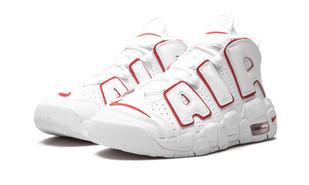 Air More Uptempo White Varsity Red Outline