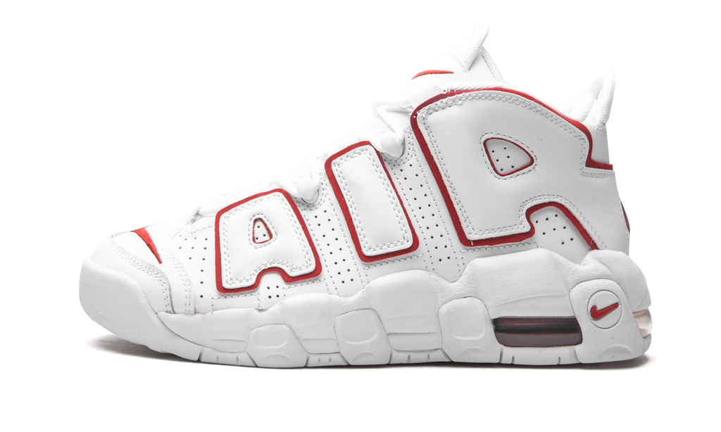 Air More Uptempo White Varsity Red Outline